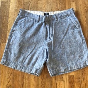 J Crew Blue Linen Shorts 33W